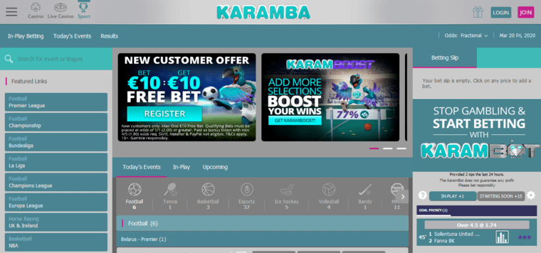 Karamba sport Irish offer